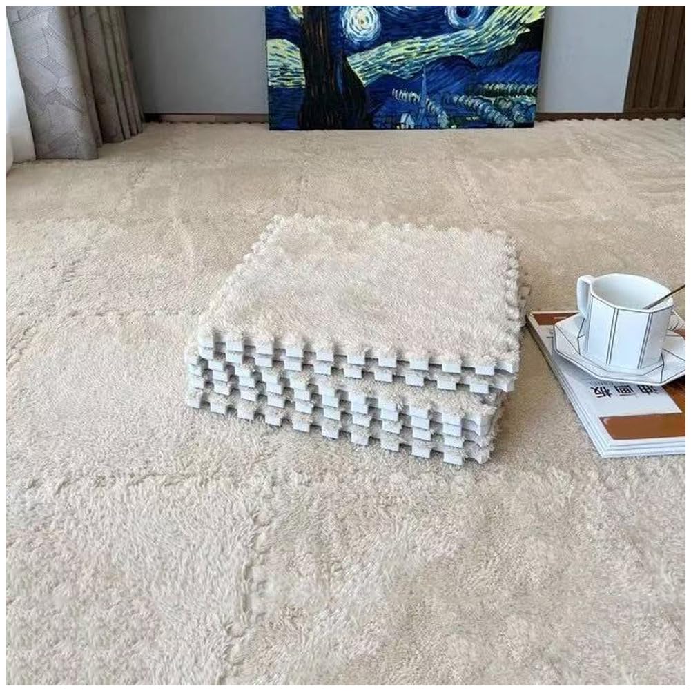 Mata do układania puzzli Mata podłogowa z puzzli piankowych, blokujące płytki dywanowe 12x12 w wielokolorowym opakowaniu 4-10 sztuk(Camel,4 Pcs)
