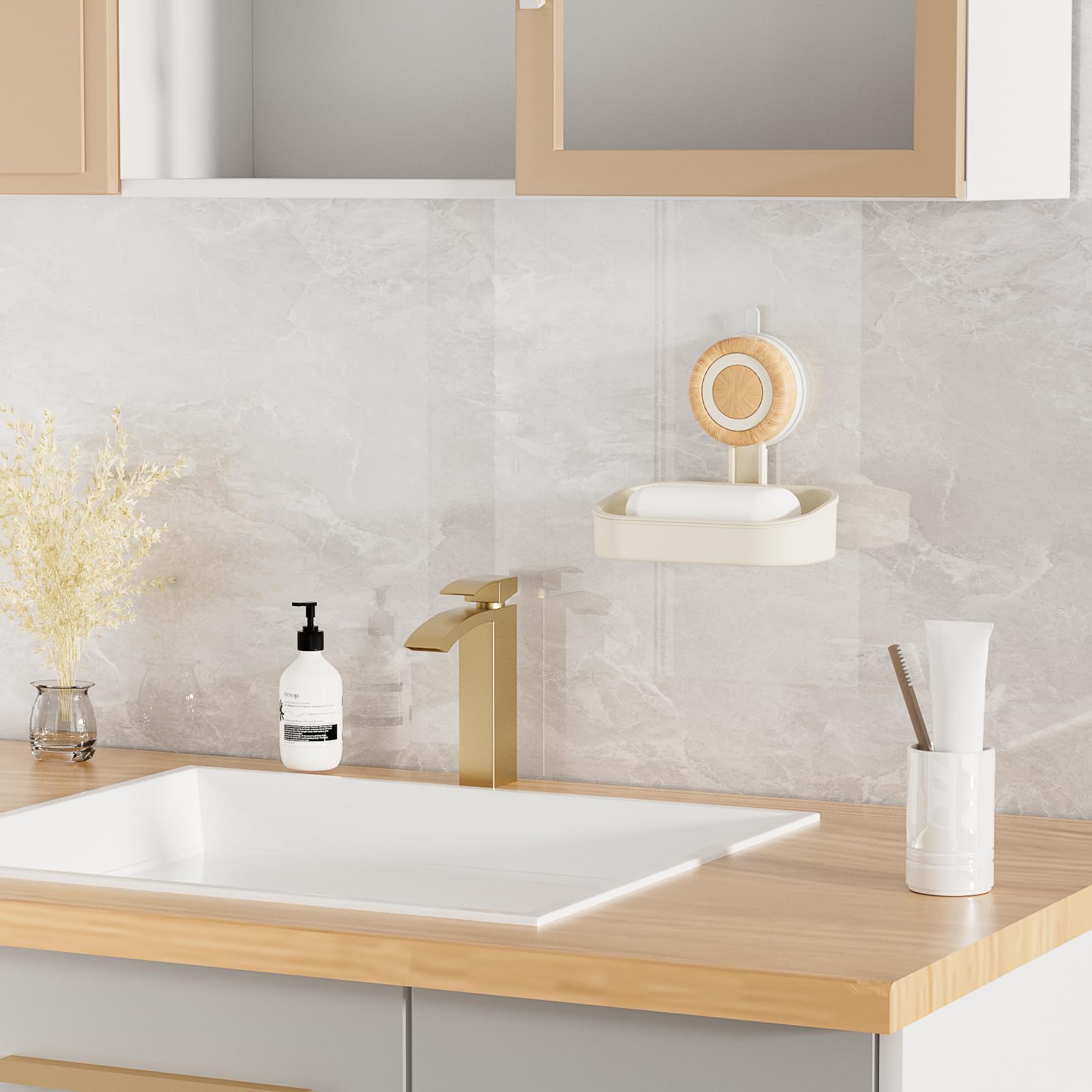 Double Layer Soap Dish for Shower 2 Pack, Wall Mounted Bar Soap Holder Suction Cup 2 Layer Self Draining Soap Case Sponge Holder for Shower Bathroom, Tub and Kitchen Sink, Drill-Free Tray