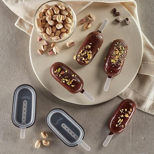 Miniatura 3 de Lékué - Juego de 4 moldes clásicos para helado cremoso + recipiente para aderezos Fun Shape Homemade Freezer Ice Pops Silicona de platino flexible