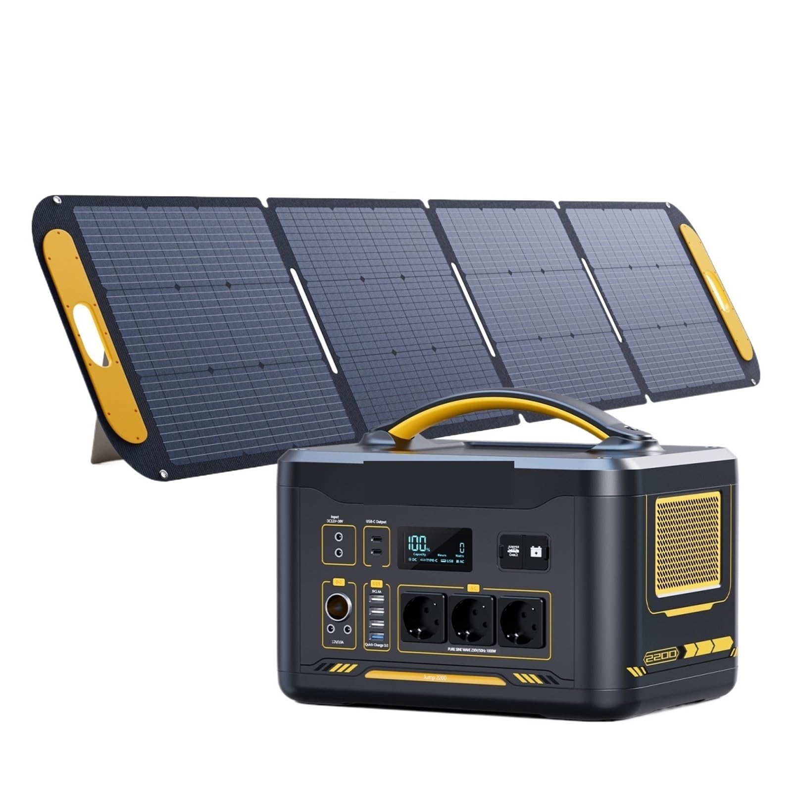 Central Eléctrica 2200 con Kit De Panel Solar VS200, Generador Batería LiFePO4 1548 WH For Camping Y Uso Emergencia Ligero Y PortáTil