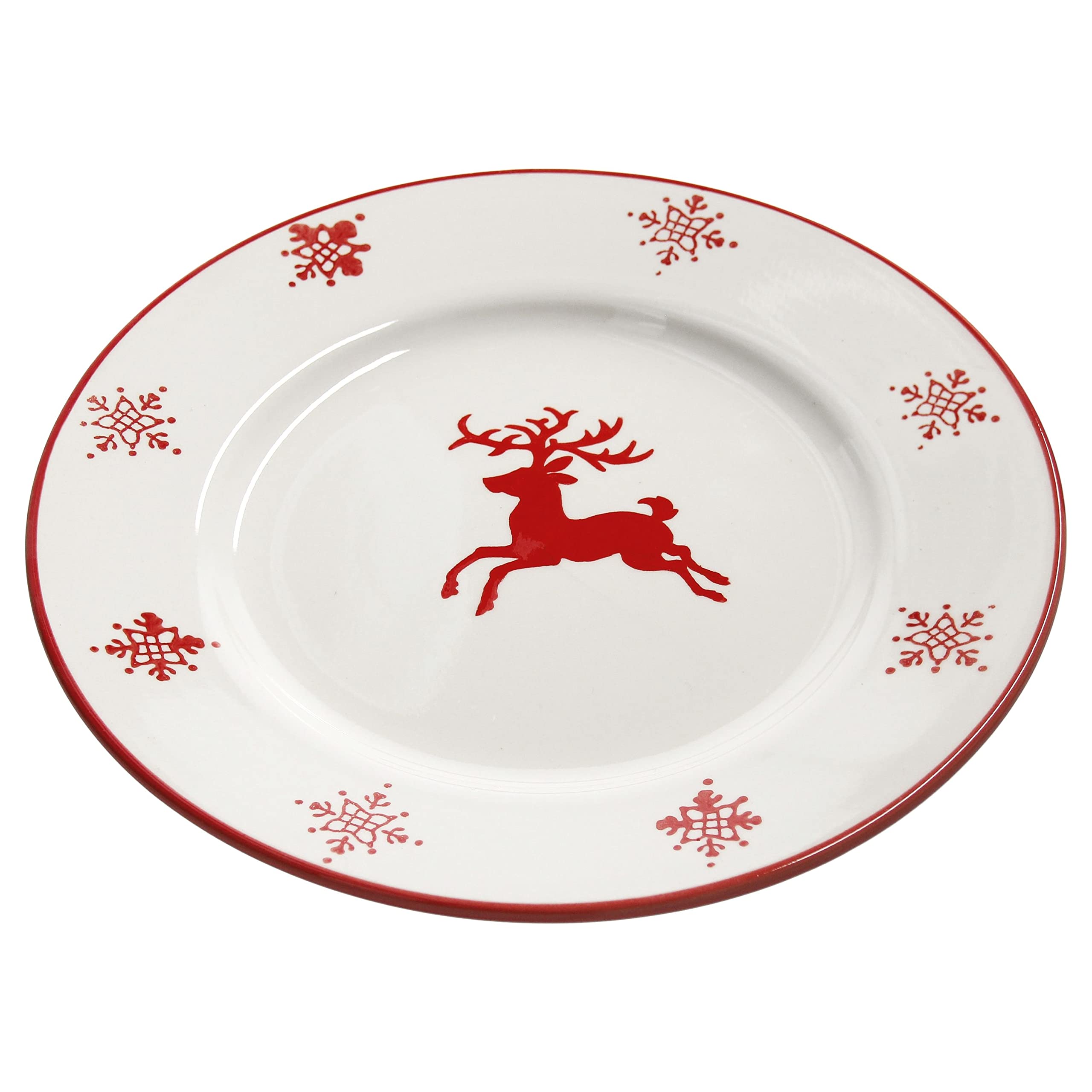 Set van 6 platte borden voor Kerstmis, sneeuwvlokken en