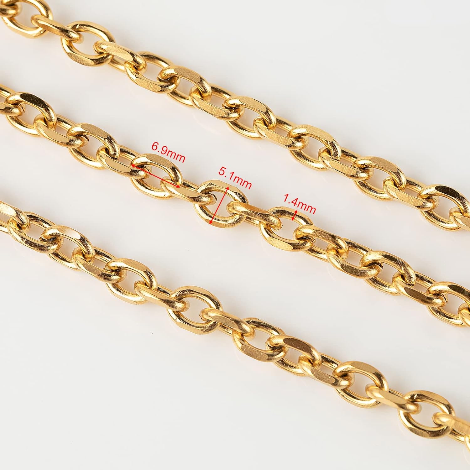 YOUBEIYEE 16.4 Feet Gold Plated Jewelry Making Chain 304 Stainless Steel Cable Necklace Link Chain with Open Jump Rings and Lobster Clasps Jewelry Supplies Findings