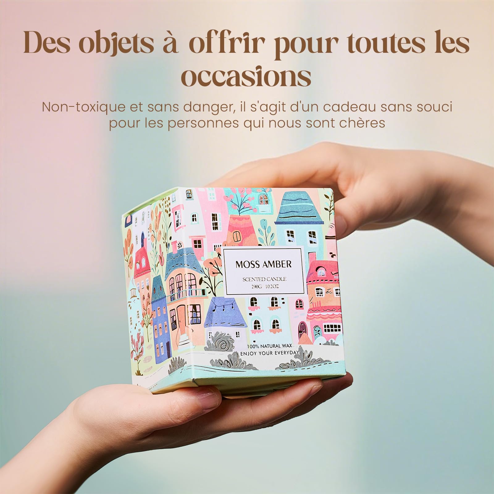 M&SENSE Bougie Parfumée Graffiti Architectural Dessiné À La Main|Mousse Ambre Scent |290g En Cire De Soja Naturelle (55H De Combustion)|Bougies de Décoration D'Intérieur