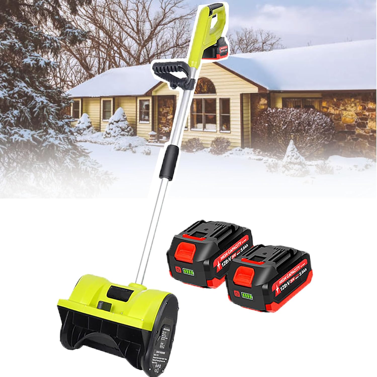 Electric Snow Thrower Walk-Behind Blower Cordless 20A 16.2 x 13 Inch Clearing Path 26 Feet Throwing Distance 720 lbs/Min for Driveway Walking Path Yards
