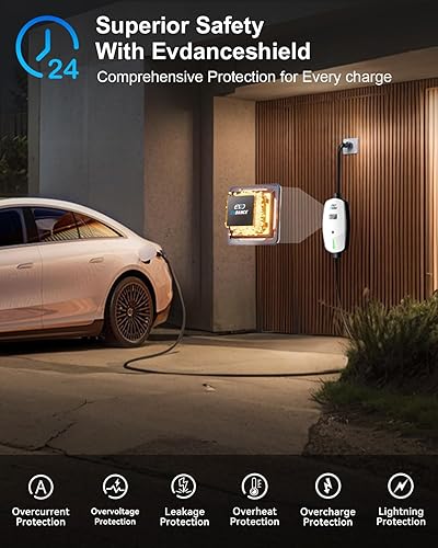 Miniatura 8 de Cargador eléctrico portátil de nivel 1 de 110 V/240 V, 6-16 A, ajustable, J1772 con cable de carga de 25 pies, NEMA 6-20 y 5-15 estación de carga