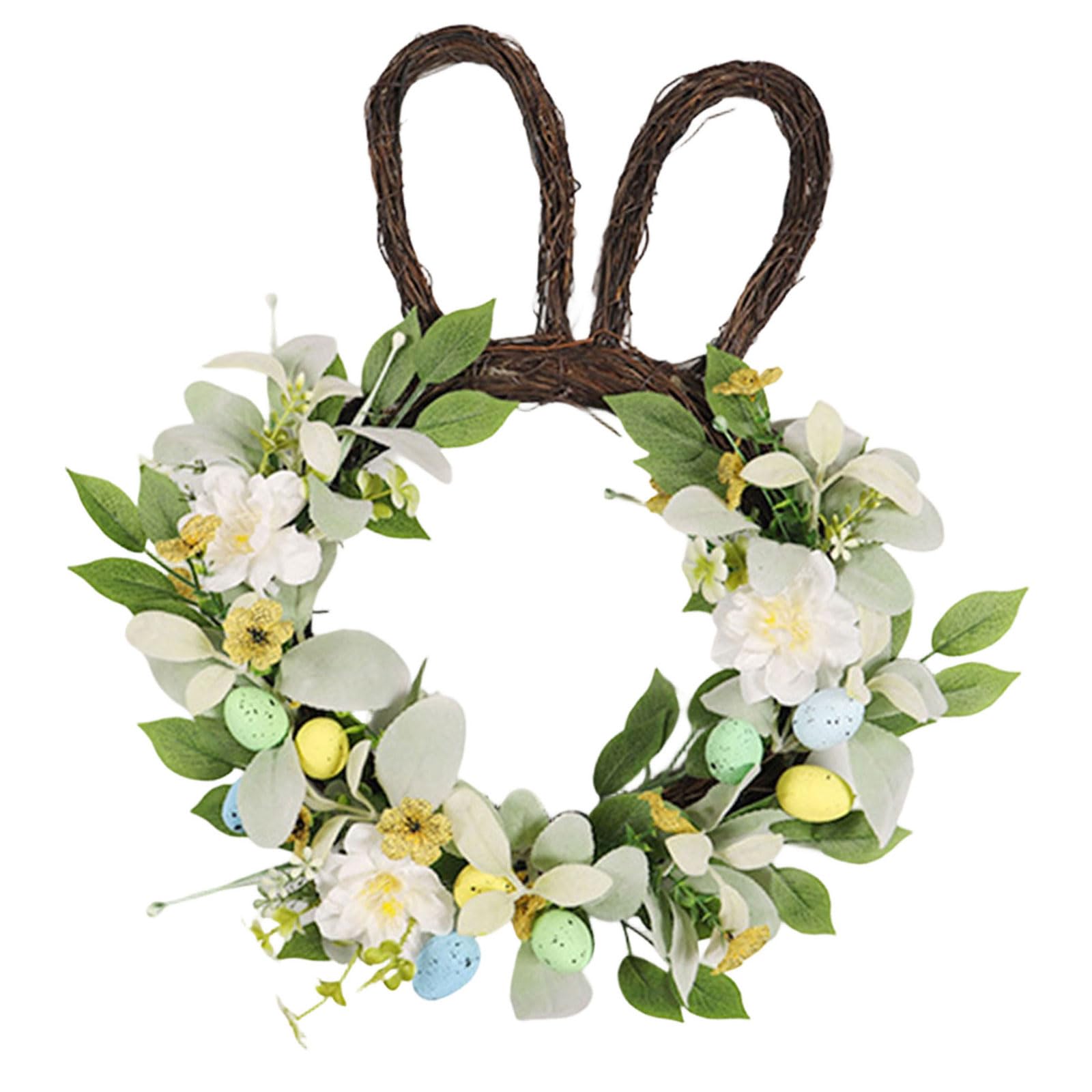 Festival Rabbits Floral Wreath Portable and Sturdy Celebratory Home Accessory for Indoor Seasonal Decorating Celebratory Home Accessory