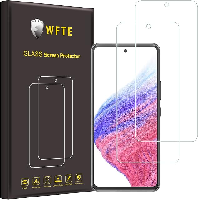 WFTE [2-Pack Screen Protector for Samsung Galaxy A53 5G/A52s 5G/Samsung Galaxy A52 4G/5G,High Transparency, Premium Tempered Glass Screen Protector For Samsung Galaxy A53 5G