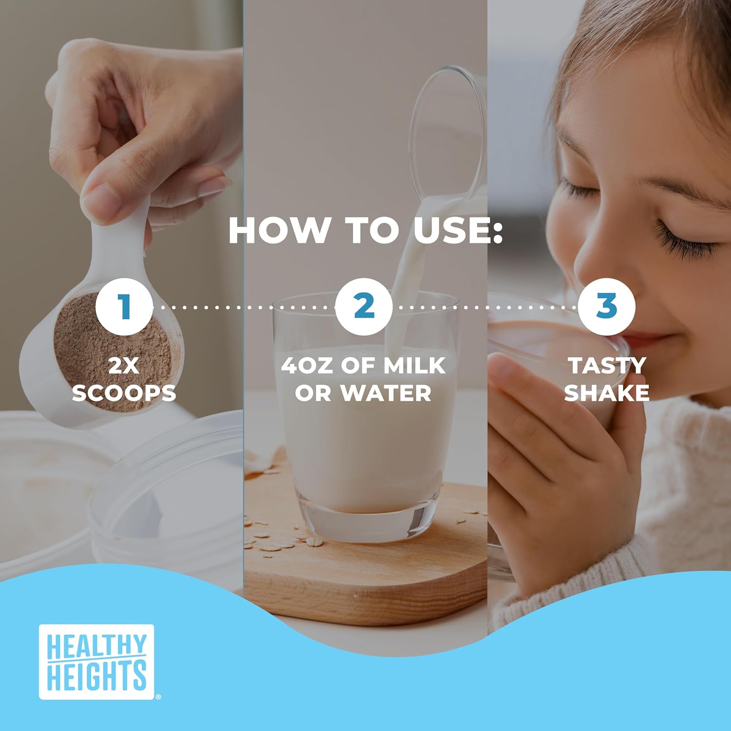 Healthy Heights Grow Daily Kids Protein Drink Mix (Chocolate) - High Protein Shake for Kids 3+, 10.6 oz