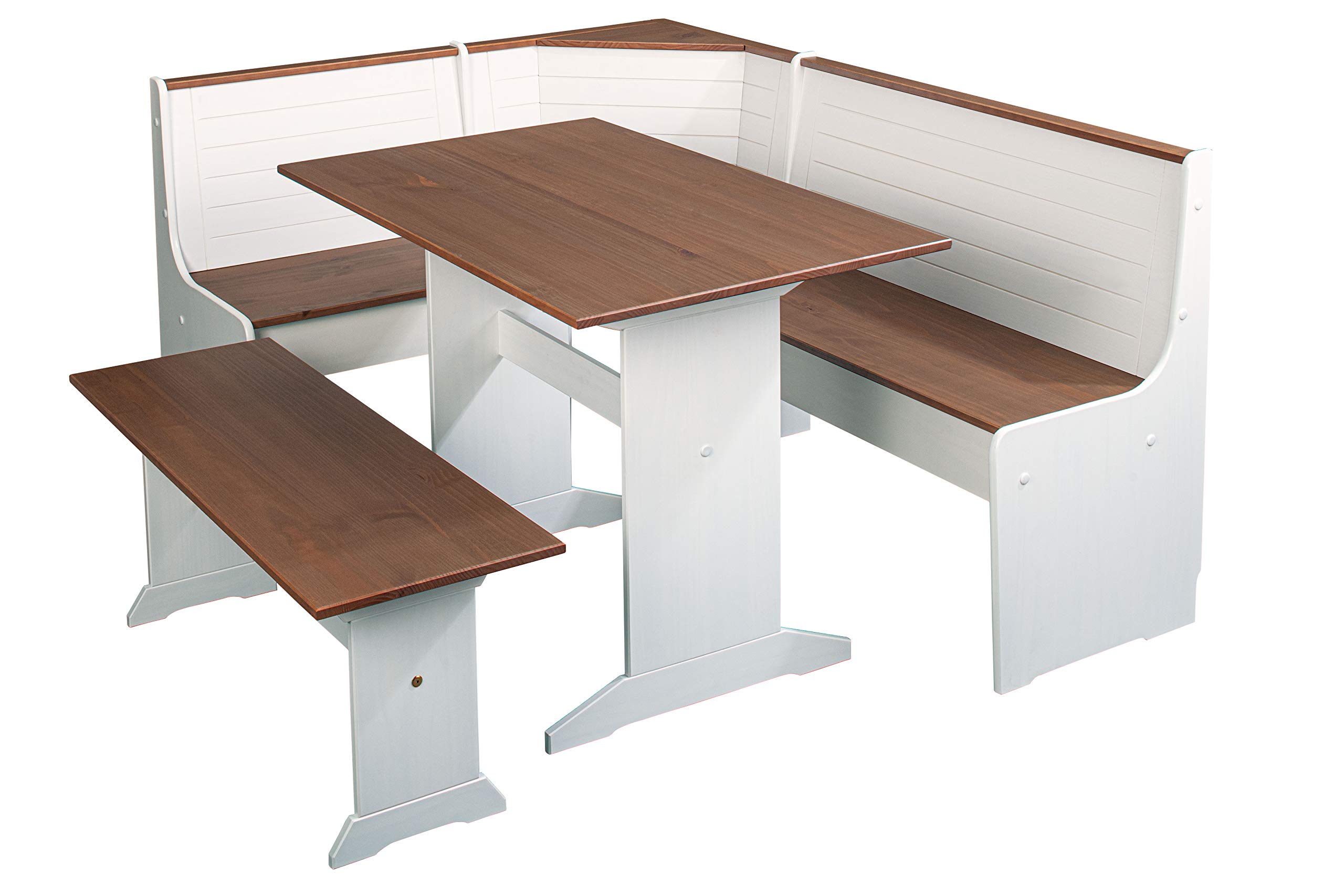 Inter Link - Banc - Banc en bois - Pin massif - Blanc - Laqué brun sépia - Westerland 32.2