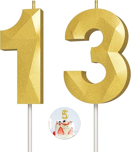 Miniatura 187 de Velas de cumpleaños con número (4 velas rojas) 3D con forma de diamante número Happy Birthday Cake Velas para fiesta de cumpleaños, boda, decoración