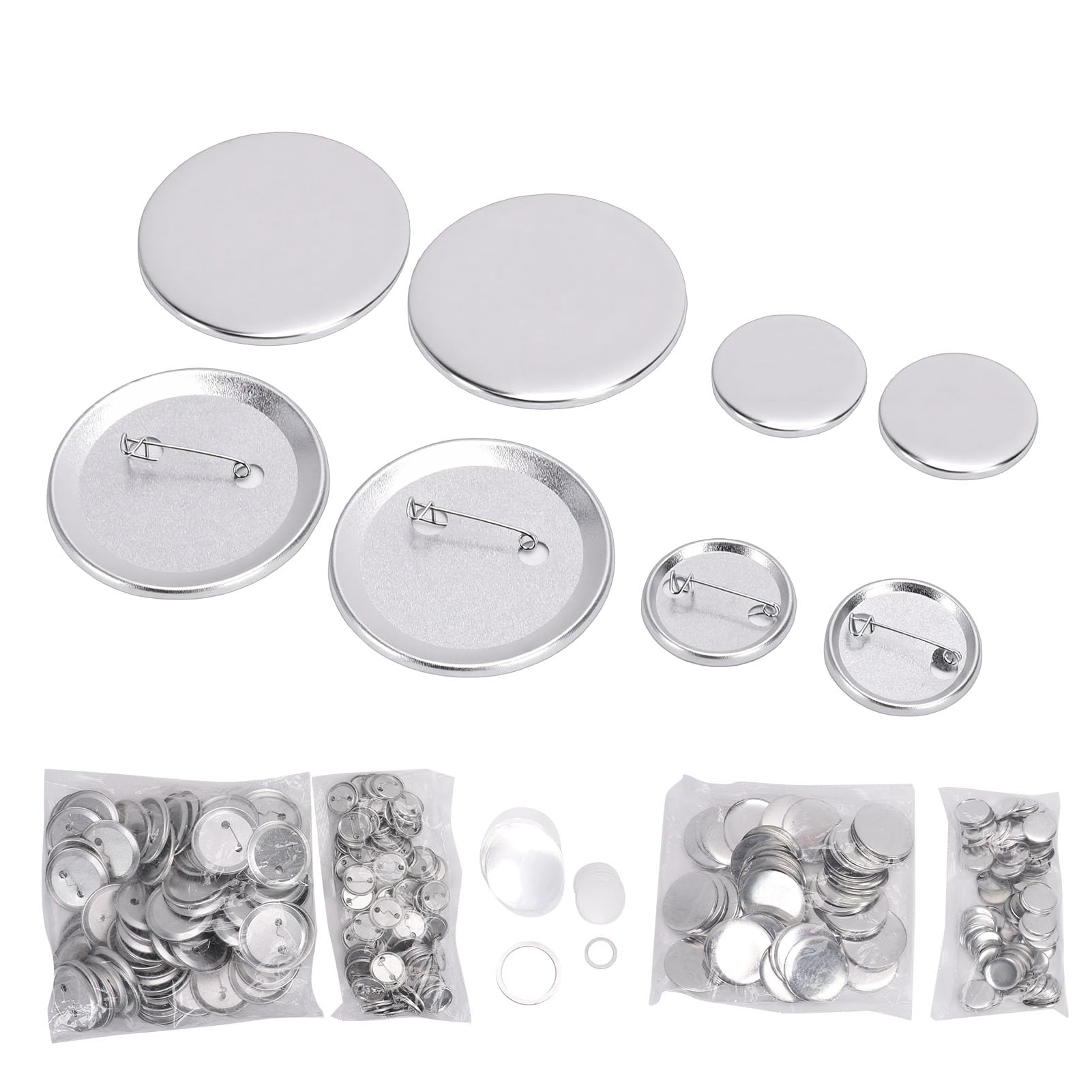 SEAFRONT Creatore di Bottoni Kit di Bottoni Metallici Vuoti Parti di Badge in Lega di Alluminio da 2,28 Pollici e 1,26 Pollici 200 Set 2 Dimensioni per Eventi Scolastici Artigianato Creazione di