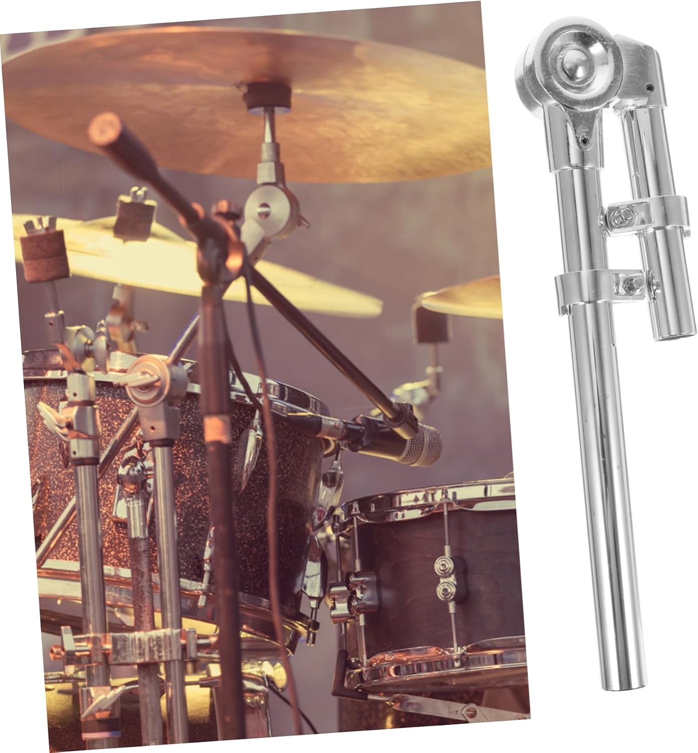 Silver Tom Drum Holder Bracket 1 Pair Lightweight Metal Stand for Percussion Instruments Performance Display Mount Compatible Drums and Accessories