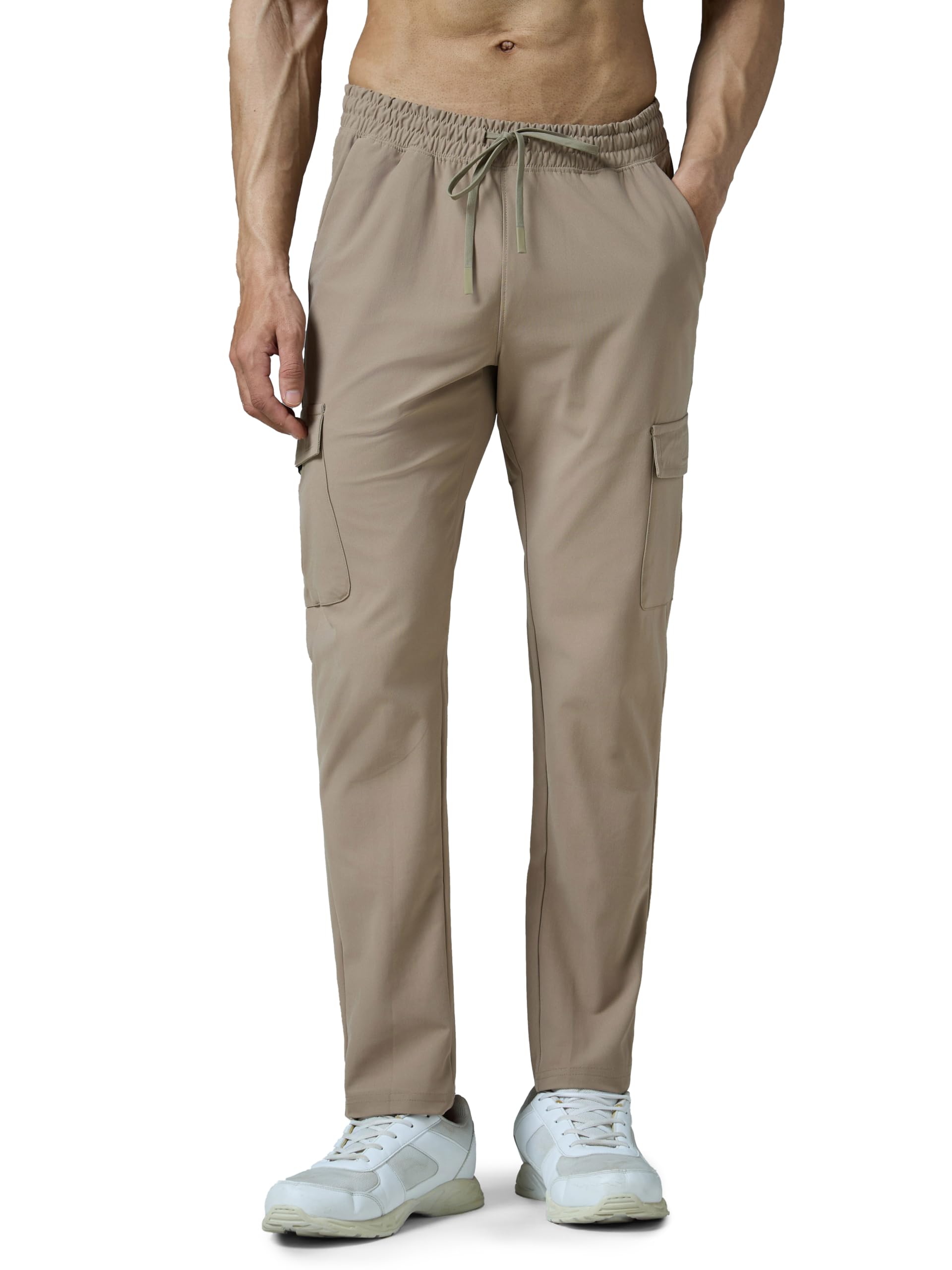 technosport Men's Regular Fit Mid Rise Solid Cargos with Anti Microbial, Stretchable Properties for Gym, Workout, Sports and Regular Use-picture-25
