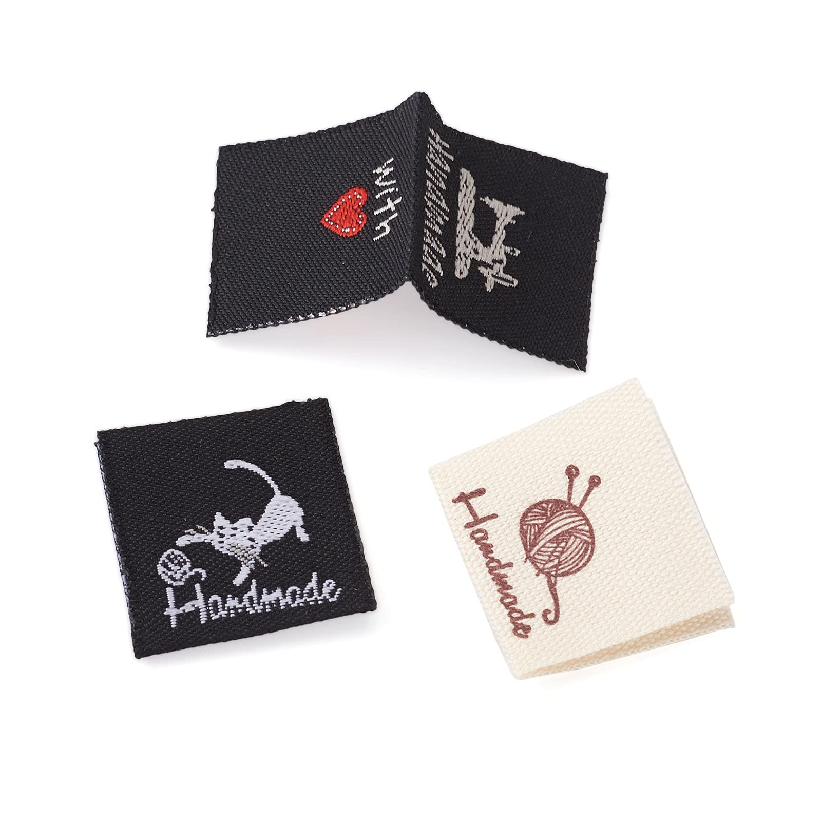 20pcs/Bag Handmade Tags Woven Printed Labels Clothes Garment Label DIY Tags For Cloth Bag Hat Craft Sewing Accessories