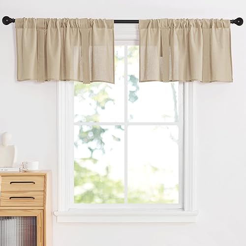 Miniatura 7 de NICETOWN Cenefa de lino para ventanas de cocina, baño, sala de estar, dormitorio, cenefa opaca con aislamiento térmico y bolsillo para barra,