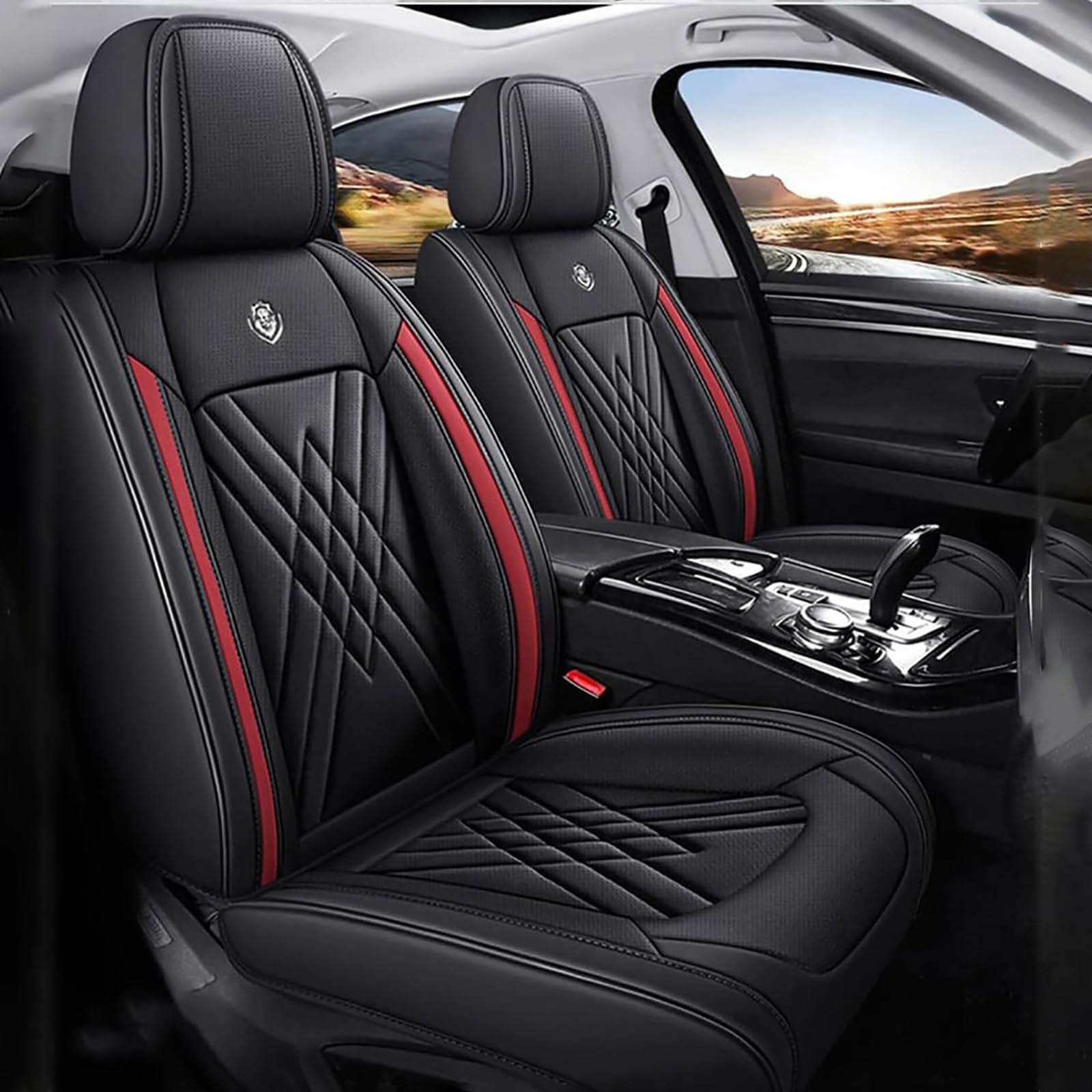LUUXWPFZ Car Seat Covers Full Set, for MG ZS Hybrid+ Luxury (2024) Premium Waterproof Luxury Leather Breathable Durable Interior Protectors Cushion Set,C