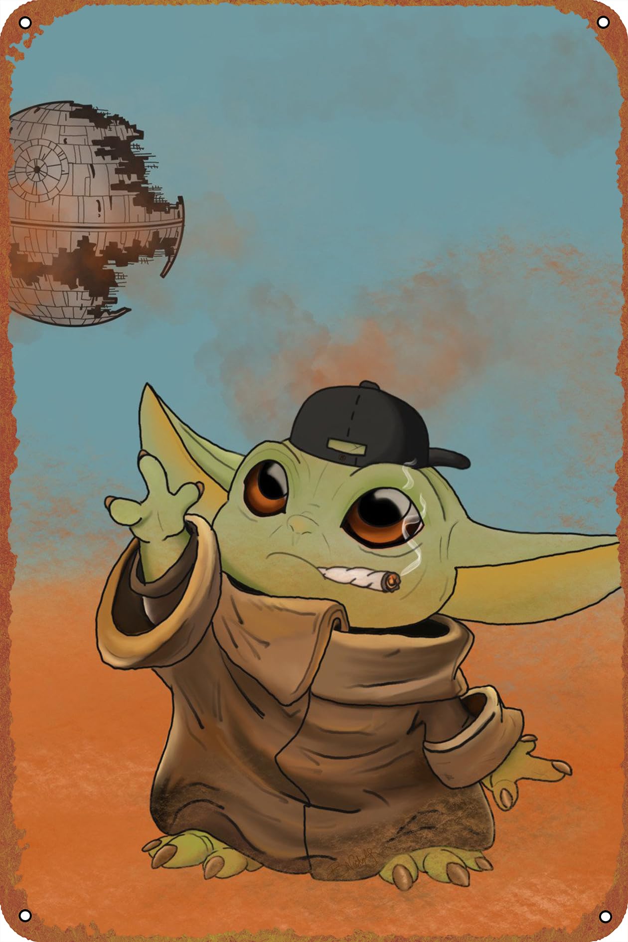 Brogu Smoking with Background Poster Metal Tin Logo Vintage Vintage Logo Home Men's Cave Bar Gym Fitness Wall Decorative Panel 8x12 inches