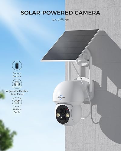 Miniatura 2 de Hiseeu Cámara solar inalámbrica para exteriores, sistema de cámara de seguridad para el hogar, WiFi 2.4G y 5G, kit de cámara de 4MP 6 alimentado por
