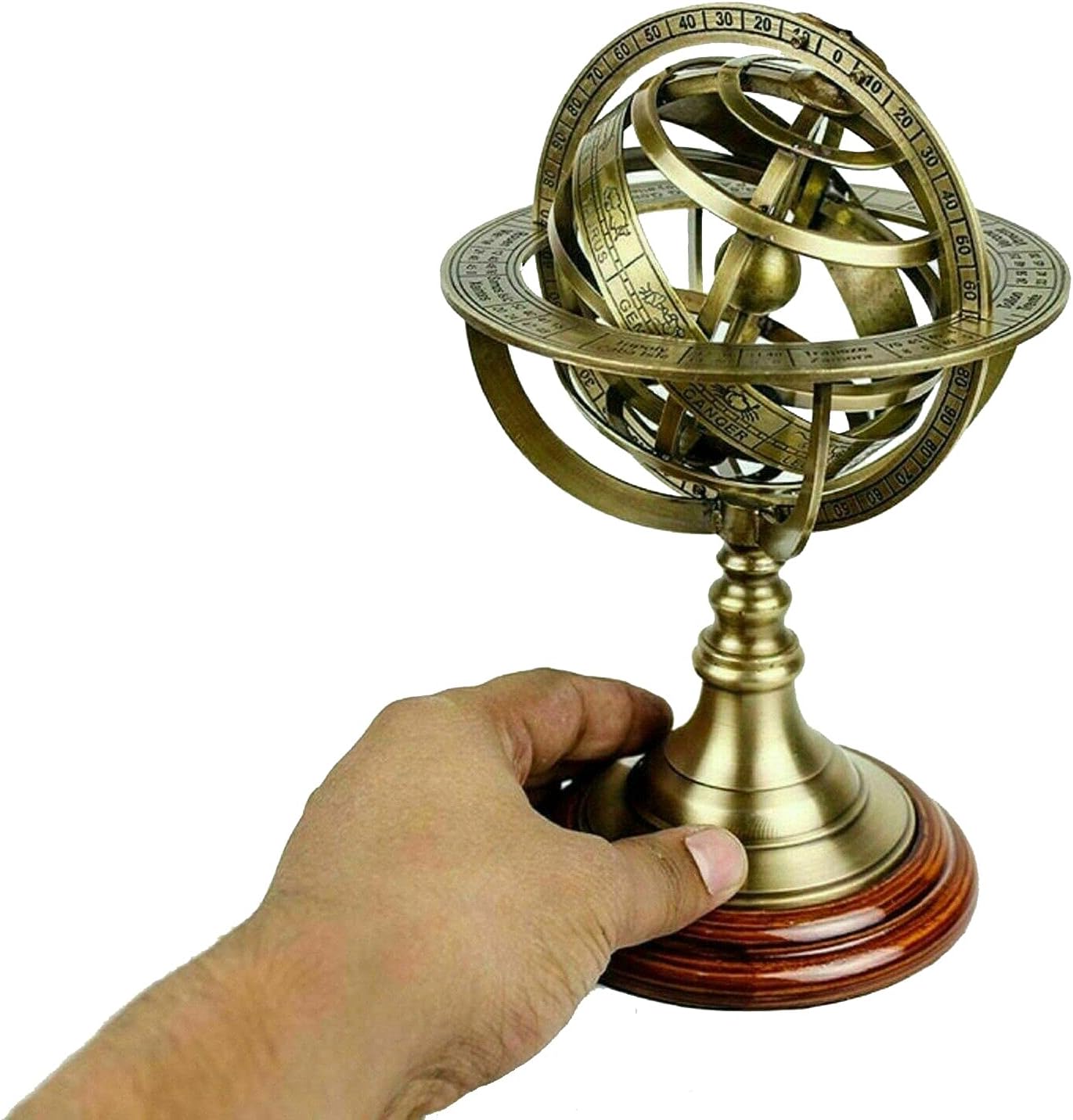 THOR INSTRUMENTS Brass Engraved Maritime Nautical Armillary Sphere Globe Item 10" Rustic Vintage Home Decor Gifts