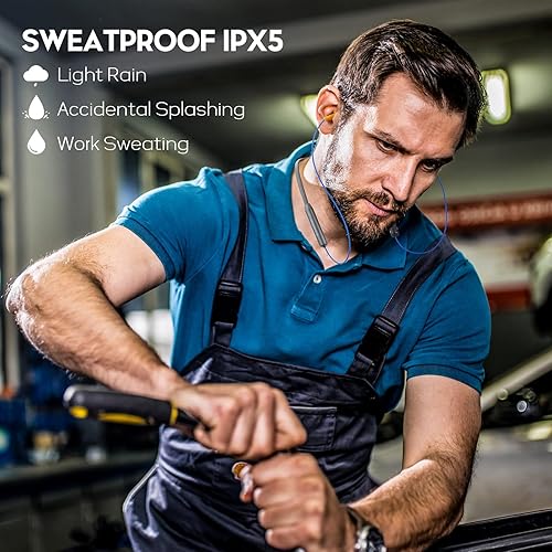 Miniatura 6 de MIPEACE Auriculares Bluetooth de trabajo, auriculares de seguridad para el cuello, auriculares de trabajo, reducción de ruido de 29 db, auriculares