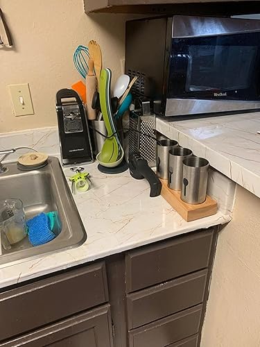 Miniatura 7 de RANRAN Papel de contacto de mármol para encimera, impermeable, papel de jade para cocina, papel tapiz autoadhesivo para despegar y pegar, para