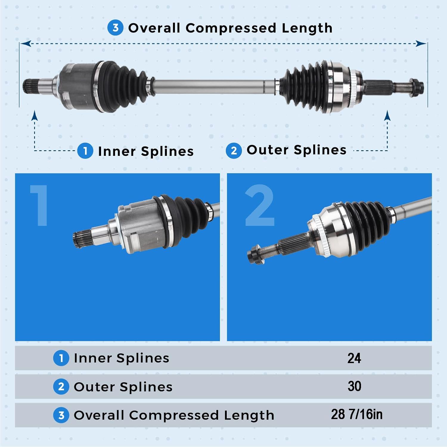 Front Left CV Axle Shaft Assembly for 2011-2016 Toyota Sienna V6
