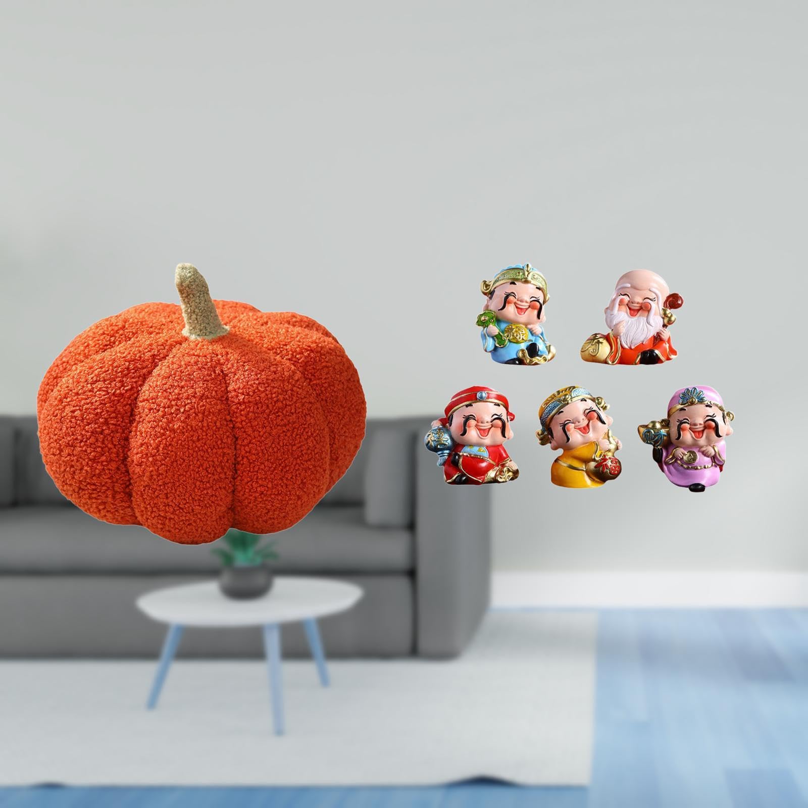 SECRET DESIRE Halloween Pumpkin Pillows Plush Decorative Sofa Cushion for Bedroom Room Decor with God of Fortune Figurines Resin Statue for New Year Desk Party Decor|Home D?©cor|Pillows-image-13
