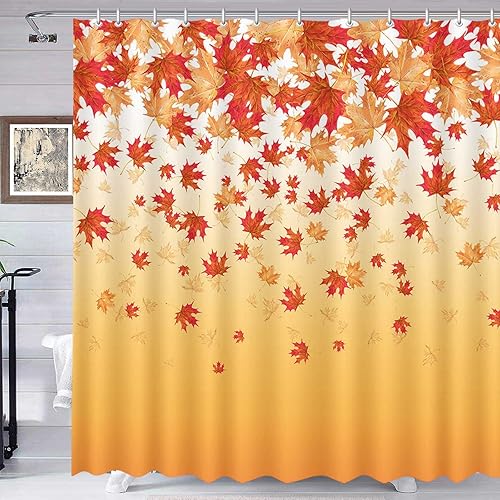 Miniatura 7 de Cortina de ducha de otoño con hojas de arce otoñal, cortina de ducha para baño, rústica, granja, Acción de Gracias, hogar, bañeras, decoración de