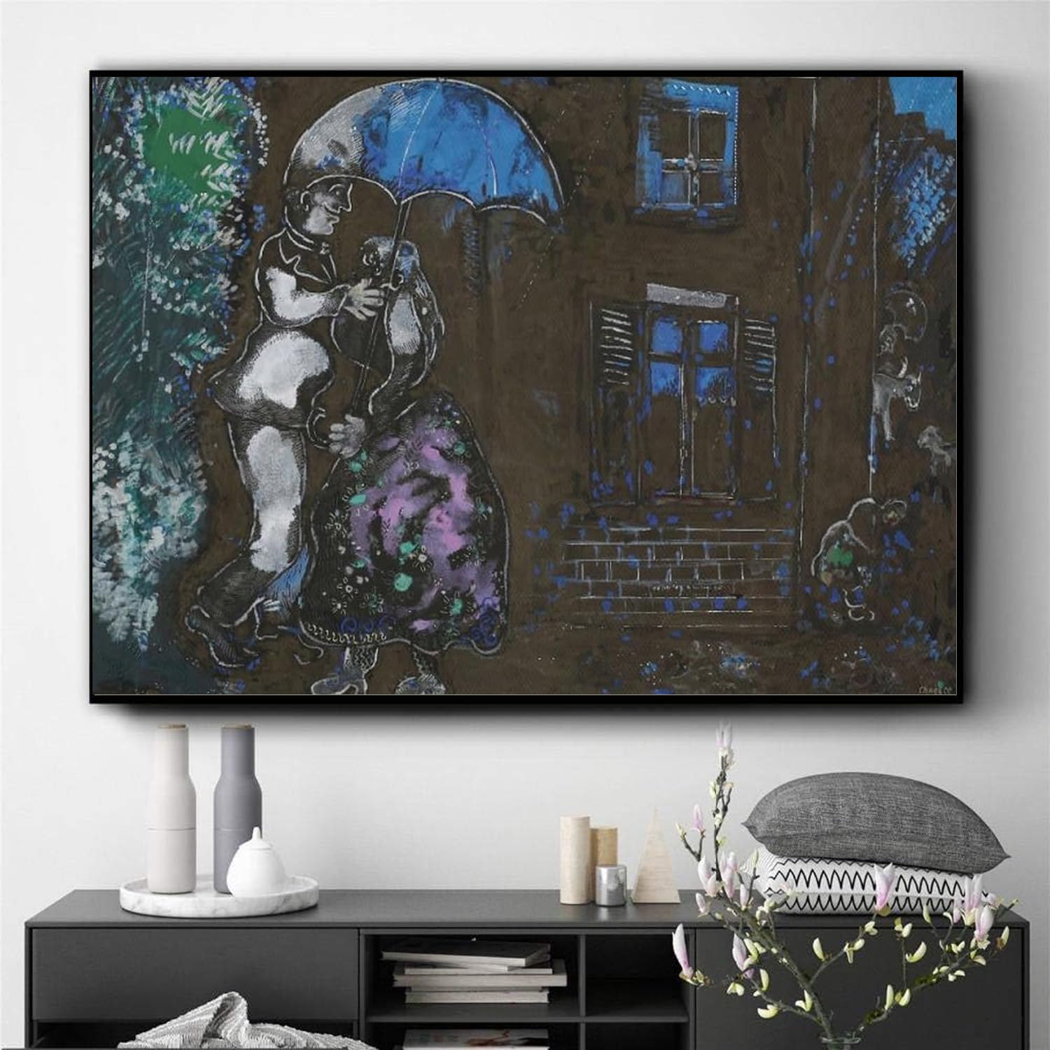 Amazon.co.jp: マルク・シャガール ウォールアート 《雨の中の男