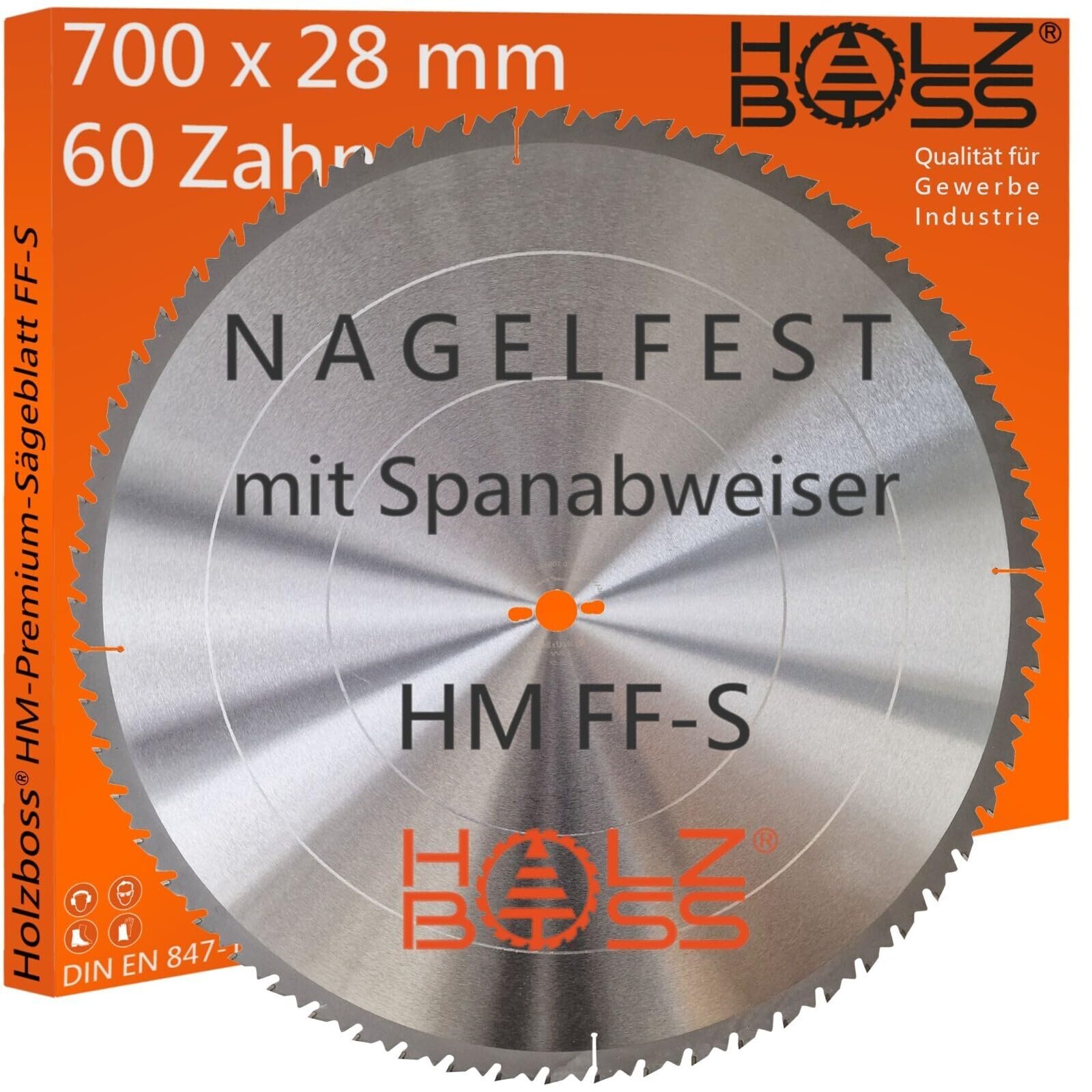 HM-Sägeblatt 60 x Zahn FF-S 700 x 28 mmØ Nagelfest mit Spanabweiser und Rückschlagarm HW Kreissägeblatt für Tafelholz Schalholz Bauholz Brennholz Schalholz Tischkreissäge Wippsäge