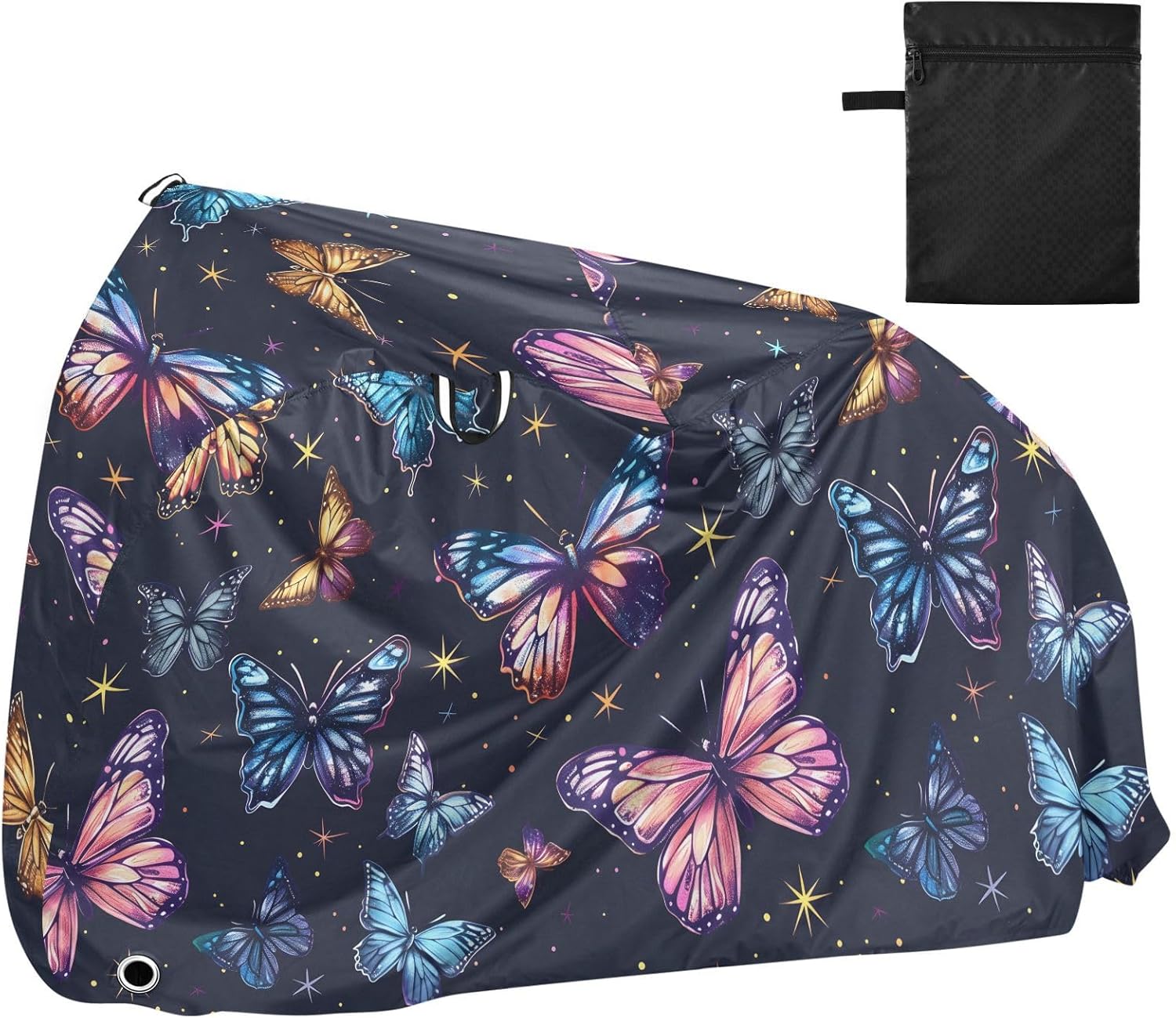 ALAZA Butterfly Stars Bike Cover Waterproof Outdoor Ebike Bicycle Covers Tarp Protection for 1/2 Bikes, Sun UV Dust Wind Proof