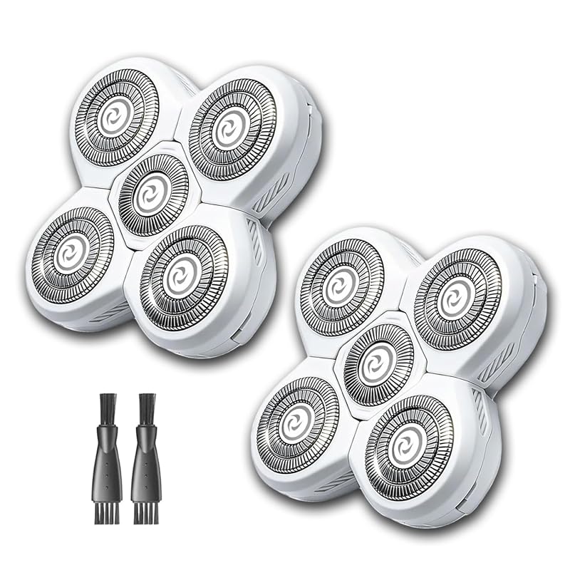Cabeças de reposição brancas com 5 cabeças para barbeador elétrico compatíveis com Frebird Flex Series, lâminas de liga de titânio, pacote com 2