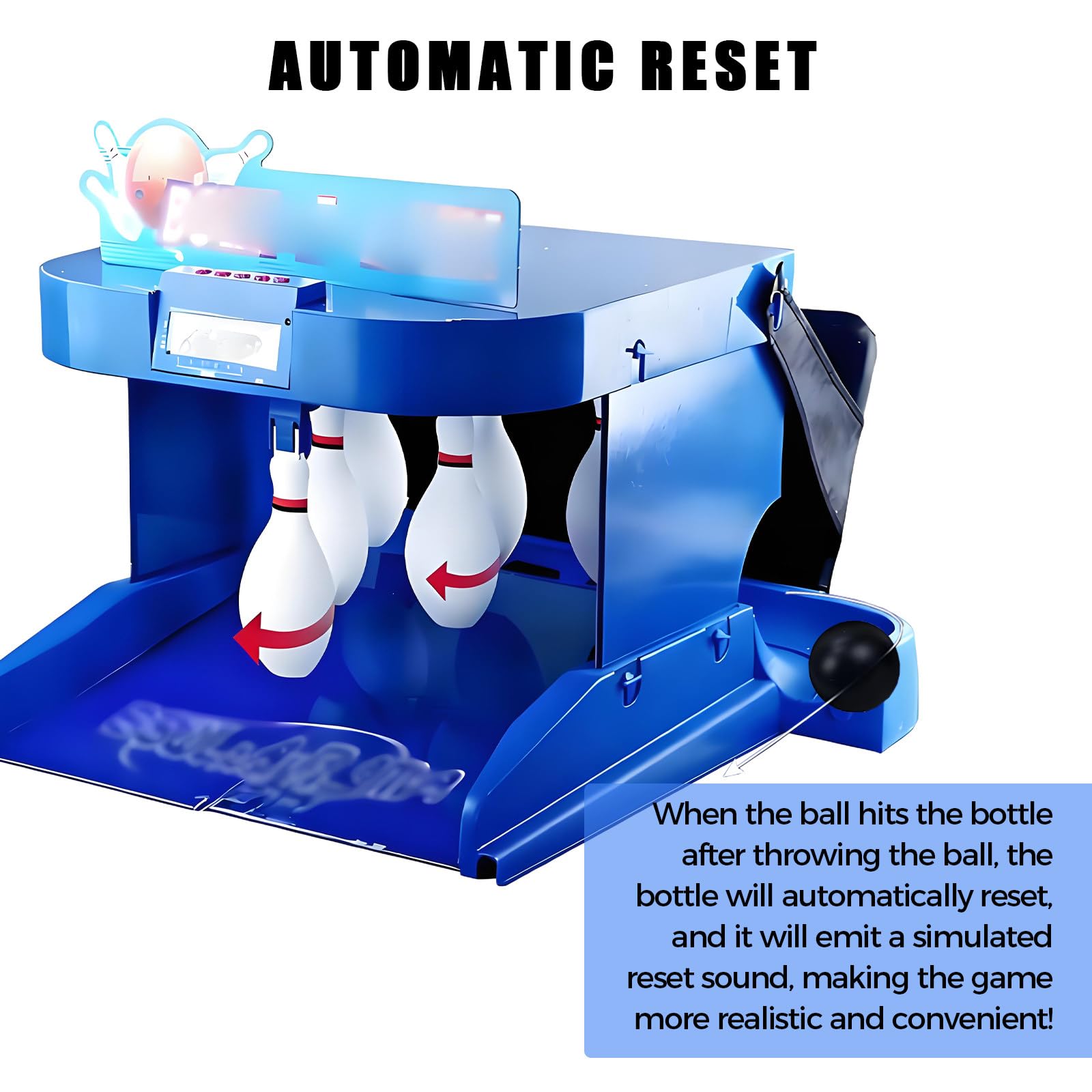 Gioco da bowling al coperto, gioco pieghevole per famiglie con reset automatico, effetti sonori e tabellone segnapunti a LED per divertimento interattivo