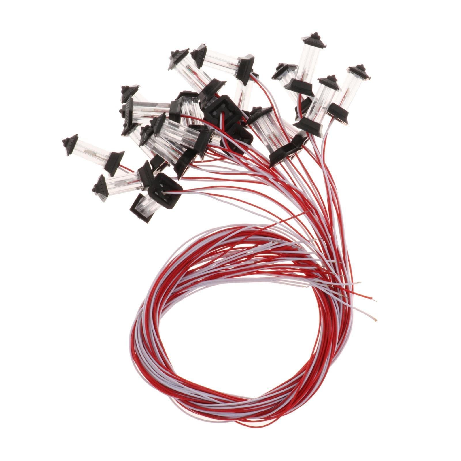 20pcs Model Railway Lamp Post 1:100-1:150 Street LED Lights Red Light-image-25