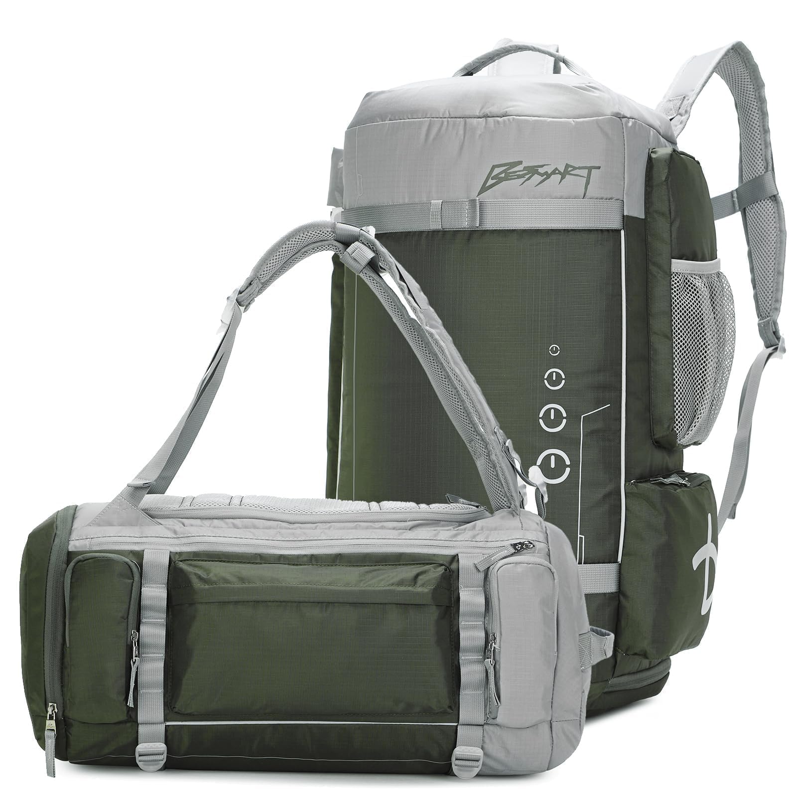 BE SMART 2 in 1 Convertible Gym Duffel Bags with Shoes Compartment - 40L Waterproof Extra Large Workout Backpack for Gym Men, Heavy Duty Sports Duffle