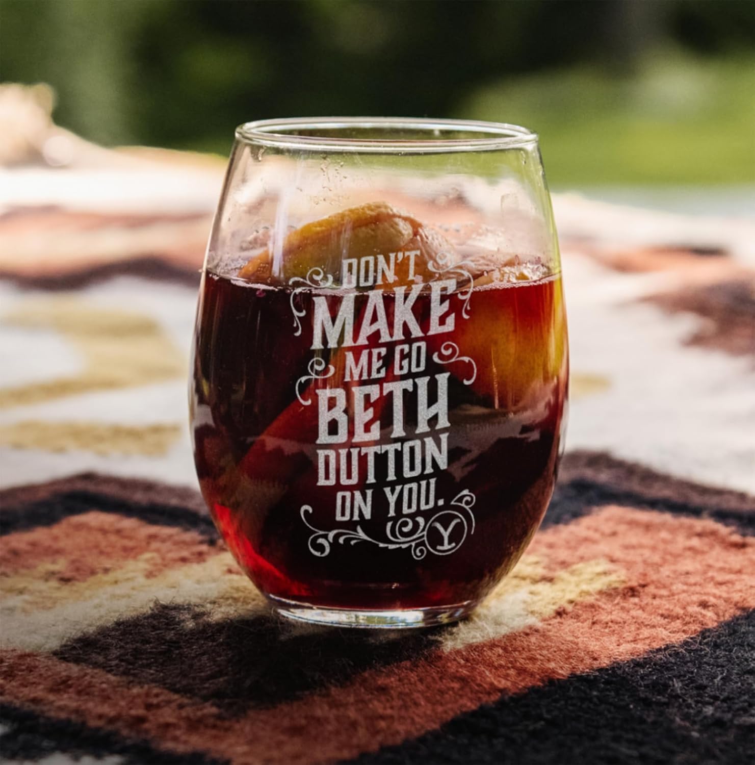 PARAMOUNT NETWORK Yellowstone Don't Make Me Go Beth Dutton On You Laser Engraved Stemless Wine Glass - Officially Licensed