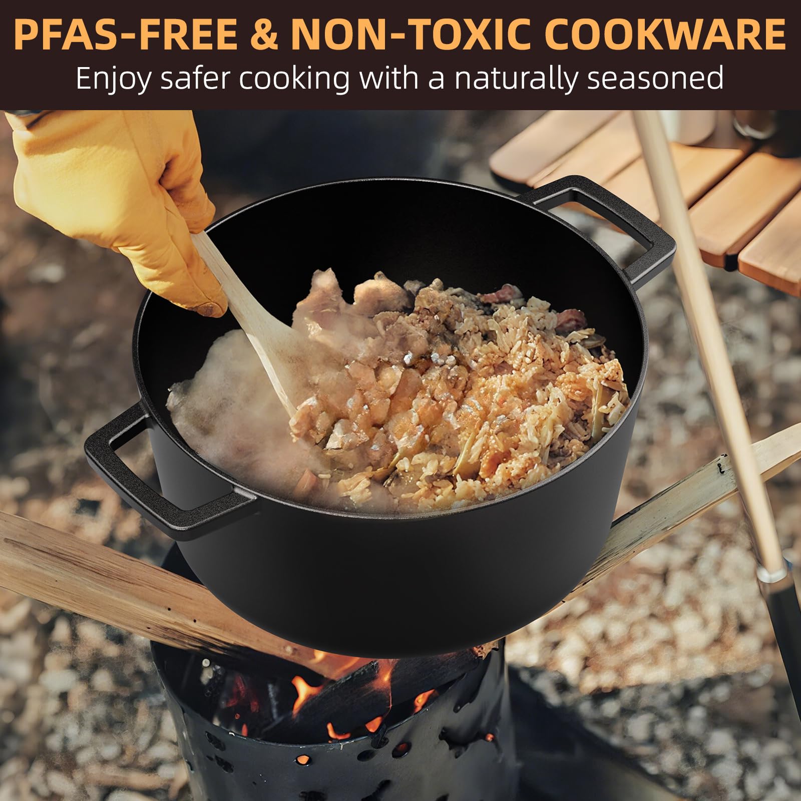 Umite Chef Cast Iron Dutch Oven - 5QT -8