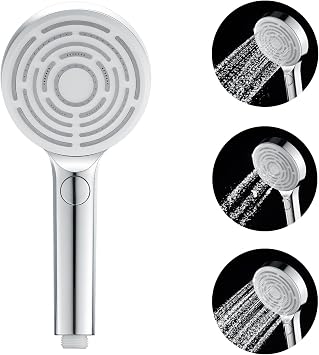 3 Spray Modes Shower Head, Handheld Shower Heads with 59 PVC Hose and Multi Angle Adjustable Brass Shower Bracket, High Pressure Handheld Shower Head