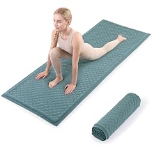 MABOZOO Organic Cotton Yoga Mat, Non-Slip Breathable Yoga Rug with Cotton Filling, Washable Foldable Exercise Mat for Meditation, Pilates, Indoor Outdoor Fitness