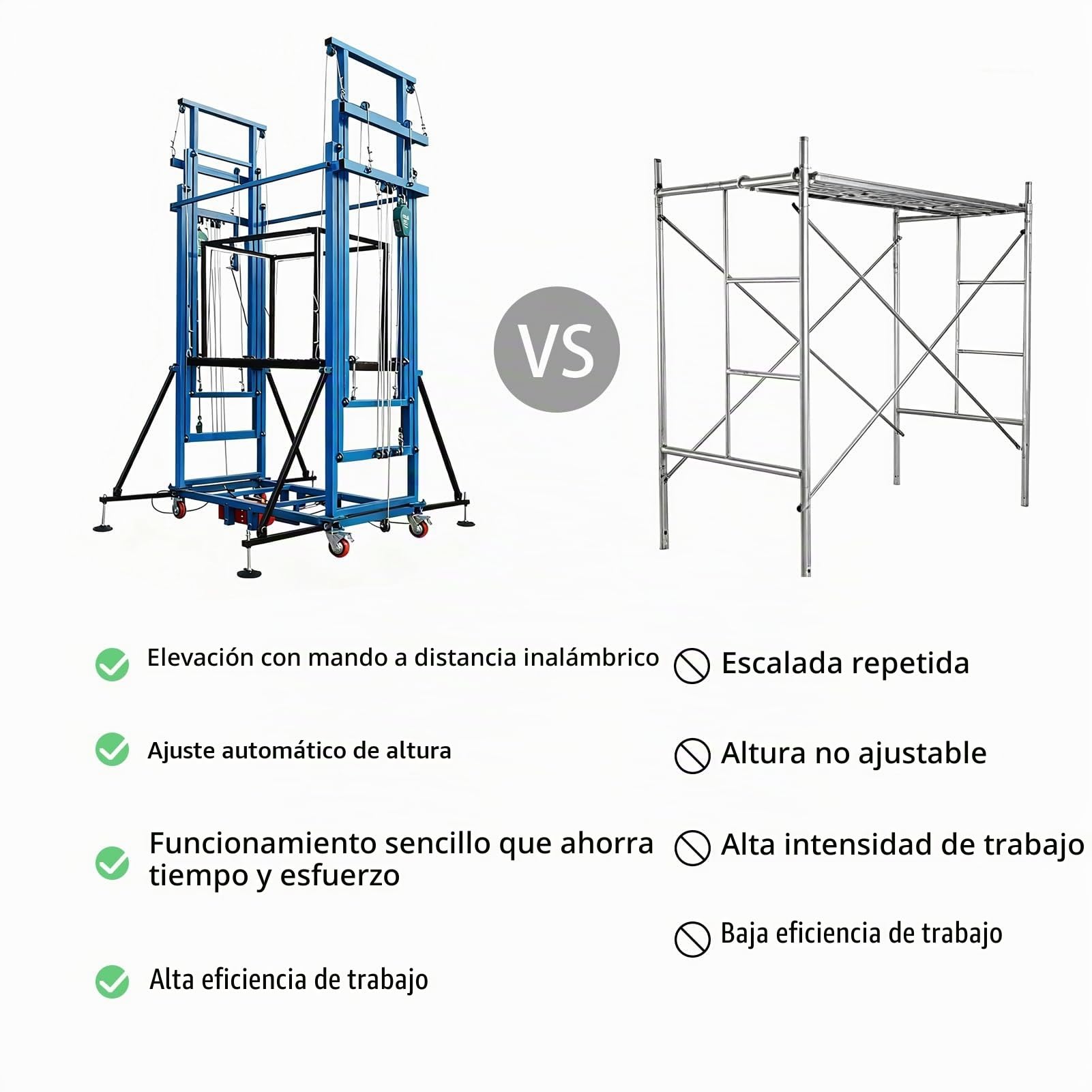 Elevador eléctrico de andamio con control remoto, escalera de construcción plegable, alta capacidad de carga para un uso versátil