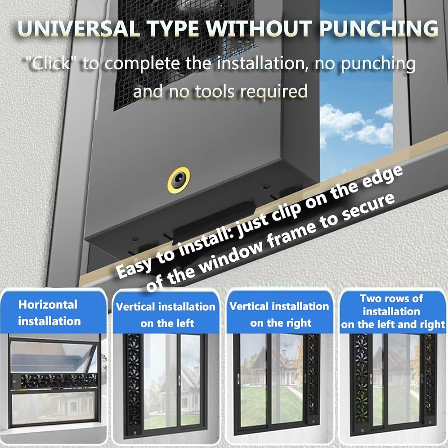 Ultra-Quiet Window Exhaust Fan, Adjustable Speed 0-2800 RPM, No Drilling Required, Perfect for Home, Kitchen, Bedroom & Office - Air Circulator