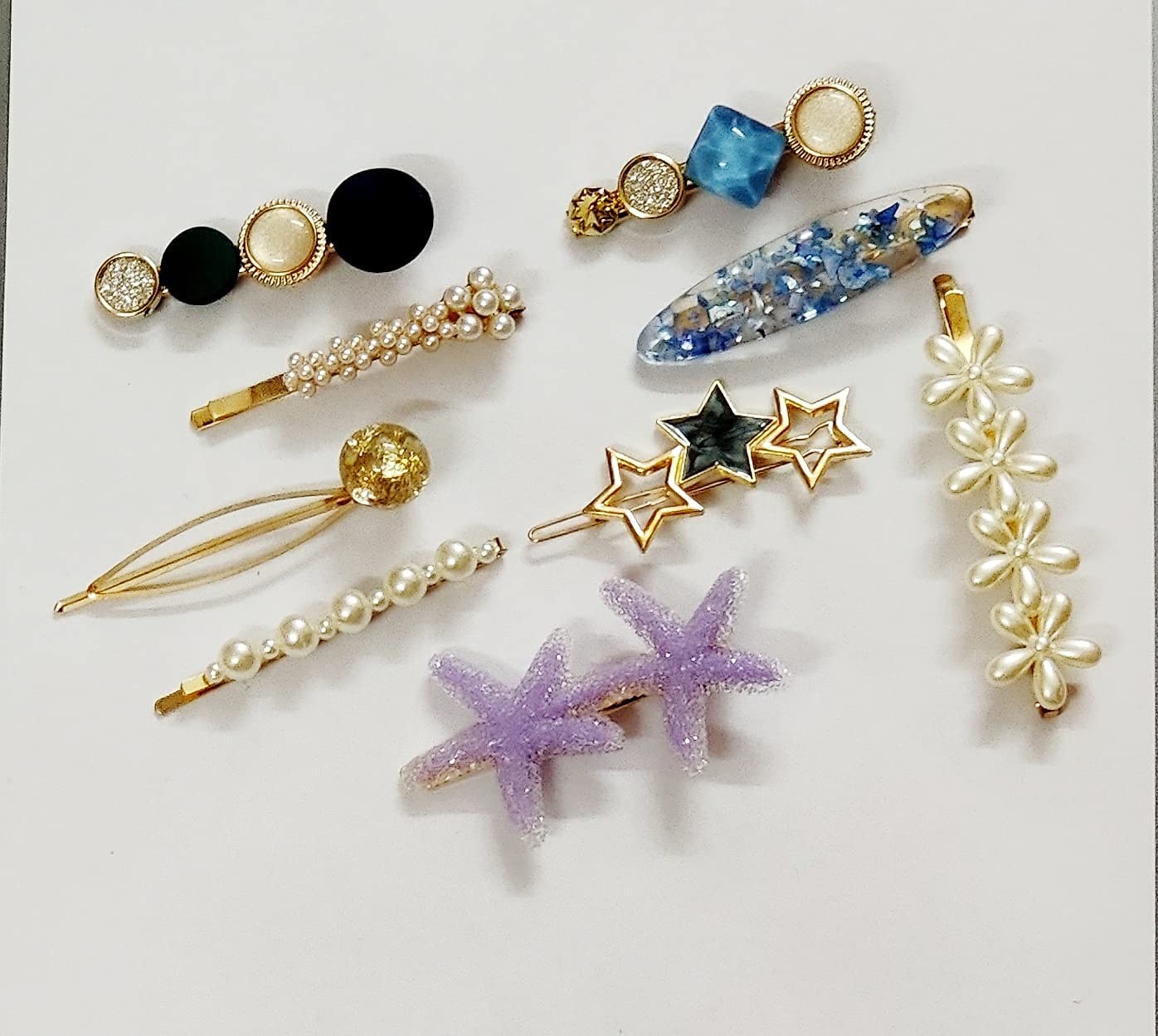 Snowpearl 6 - Pieces Korean Style Pearl Barrettes Women's Set Hairpin Korean Style Hair Clip and 02 Pieces Multicolor Satin Hair Scrunchies, Ponytail Holder 1