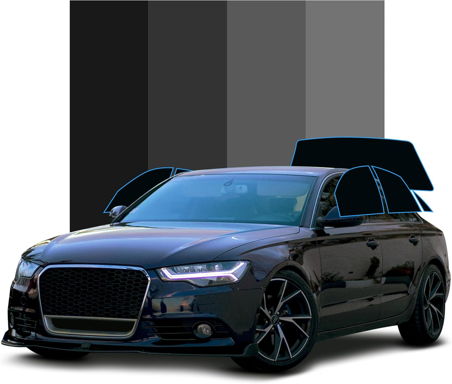 True Line Automotive Precut Window Tint for Cars - No Excess to Remove - Easy to Apply DIY Pre Cut Window Tint Kit, UV Protection & Car Styling