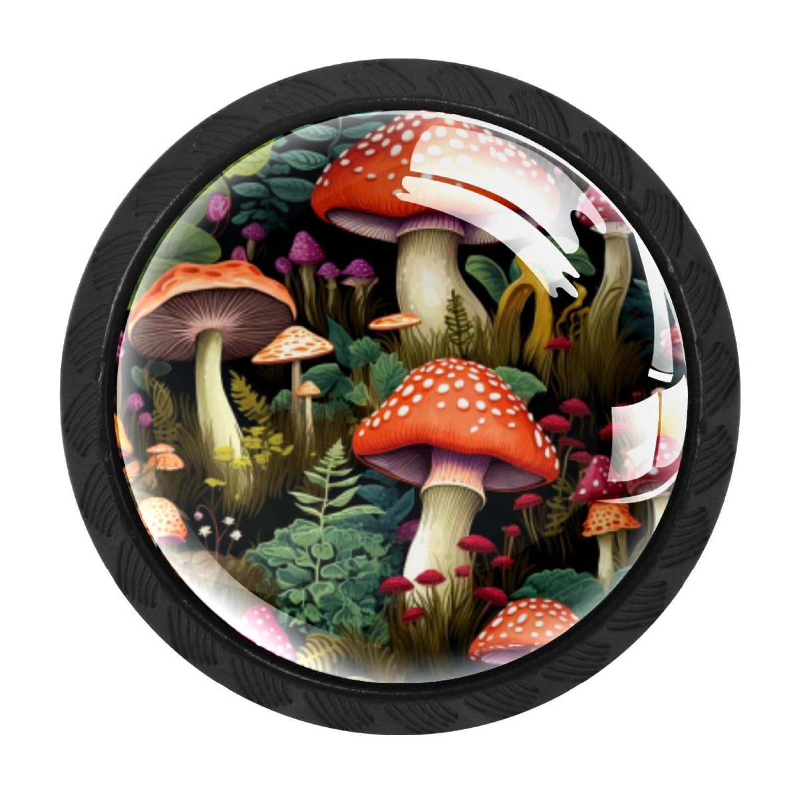 CHENZZZZ 4 Pieces Mushroom Kitchen Cabinet Knobs Drawer Knobs Dresser Knobs Black Knobs Drawer Pulls Dresser Drawer Handles Knobs for Dresser Drawers
