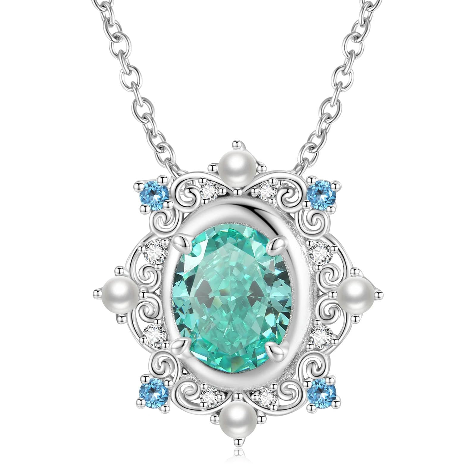 Ciondolo Romantico Con Perla Di Zirconi Verdi In Argento Sterling 925 Con Fiore Di Ghiaccio Per Collana Di Gioielli Pregiati Regalo Di Compleanno Per Donne