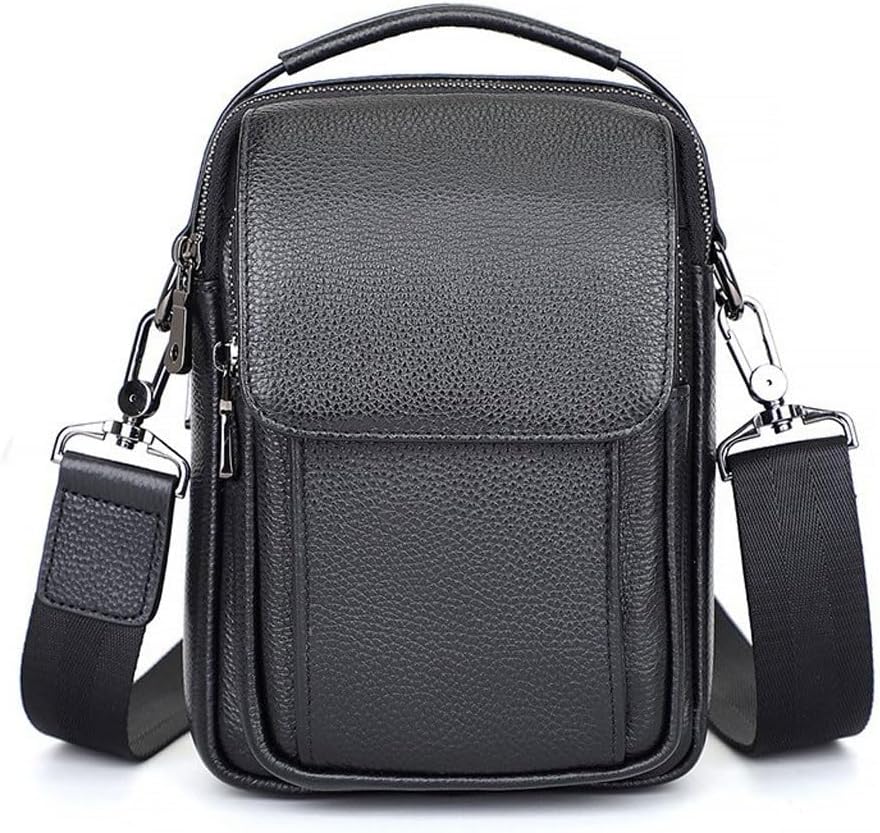 Men's genuine leather crossbody bag fashion brand nappa leather Korean small square bag casual shoulder bag