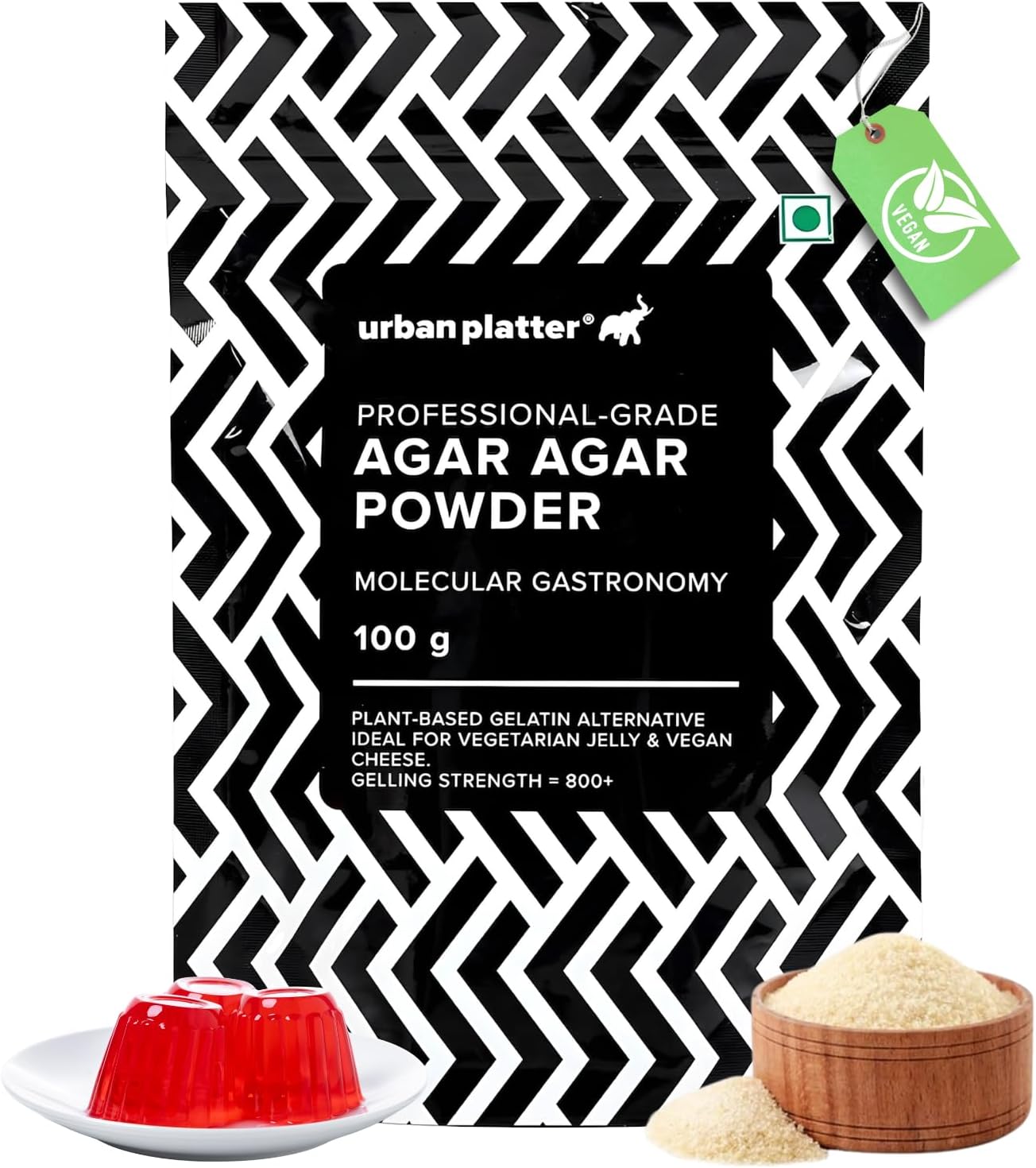 Urban Platter Agar Agar Powder | 3.53 Oz (100g) | Vegan Gelatin Substitute | Natural Seaweed Thickener | Unflavored Gelling Agents For Jelly, Candy, Cheese & Desserts
