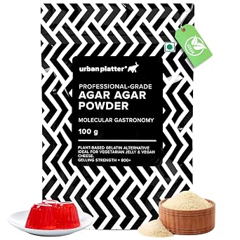 Urban Platter Agar Agar Powder | 3.53 Oz 100g | Vegan Gelatin Substitute | Natural Seaweed Thickener | Unflavored Gelling Agents For Jelly, Candy, Cheese & Desserts