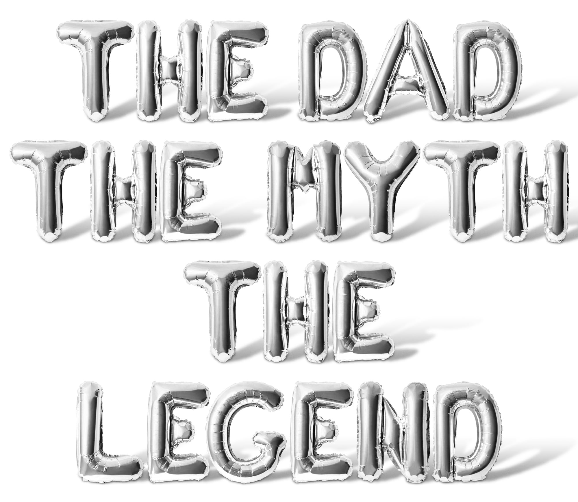 Letter Balloons - THE DAD THE MYTH THE LEGEND 16" Inch Alphabet Letters Foil Mylar Balloon Father's Day Party Banner (Silver)