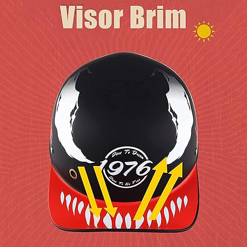 Miniatura 5 de Casco retro de motocicleta para adultos, medio casco para hombres y mujeres, aprobado por DOT, gorra de béisbol para motocicleta, scooter, crucero,
